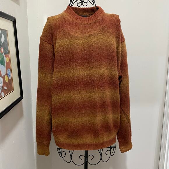 H & M Ombré Pullover Sweater Size Medium Brown Neutral Crew Neck Relaxed Fit - Picture 11 of 11